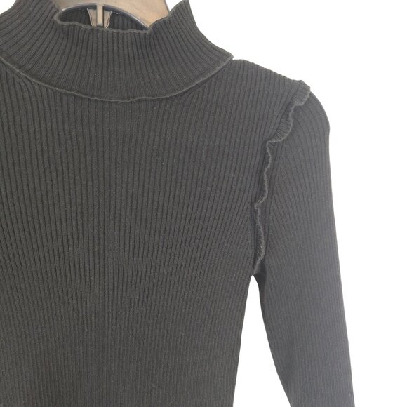 Womens Dark Academia Y2K Workwear Mockneck Sweater Top Black & Other Stories XS - Picture 4 of 11